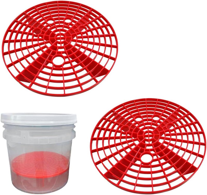 Yourkar 2 PCS Car Wash Bucket Inserts, Plastic Vehicle Wash Bucket Insert Detail Grit Trap, Auto Wash Dirt Collectors Fits 12 Inch Diameter Bucket, Universal Car Accessories (Red) - Image 1